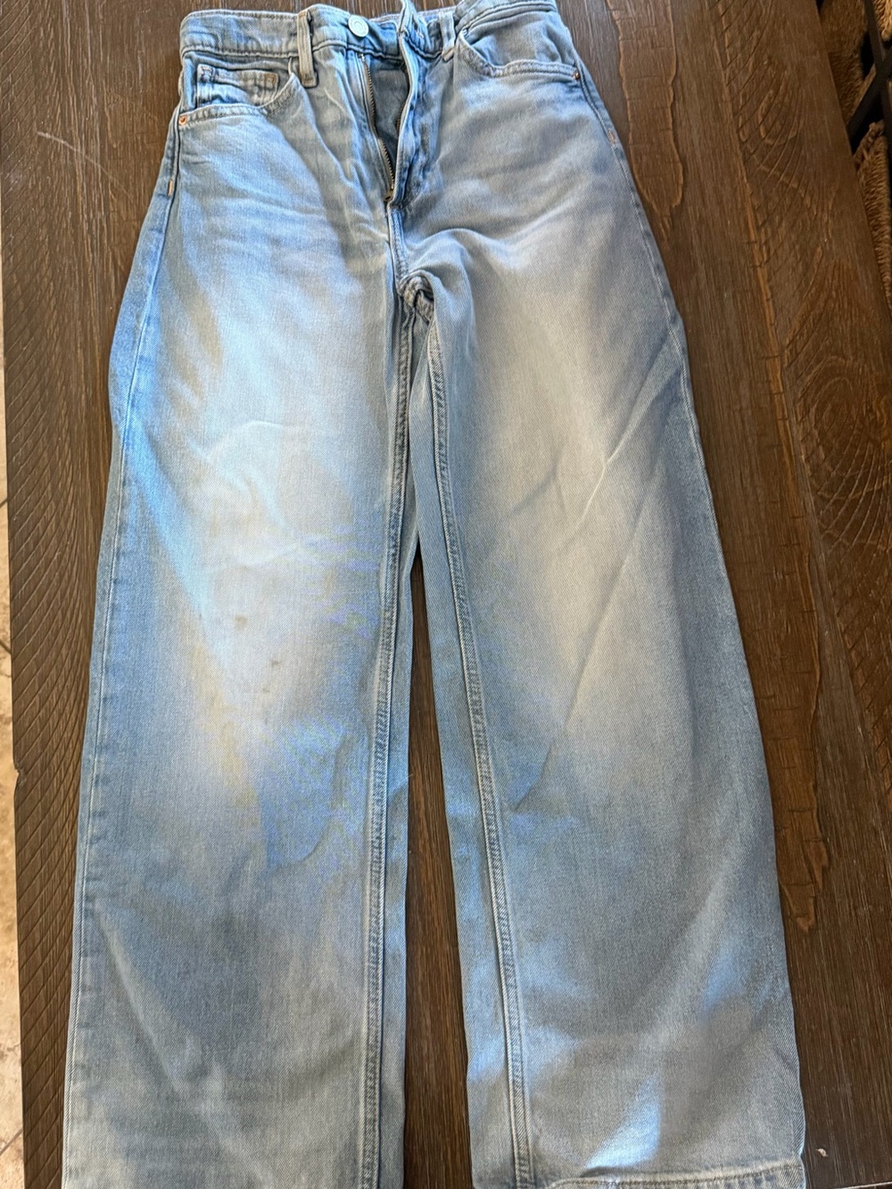 H&M Light Blue Relaxed Wide-Leg Jeans